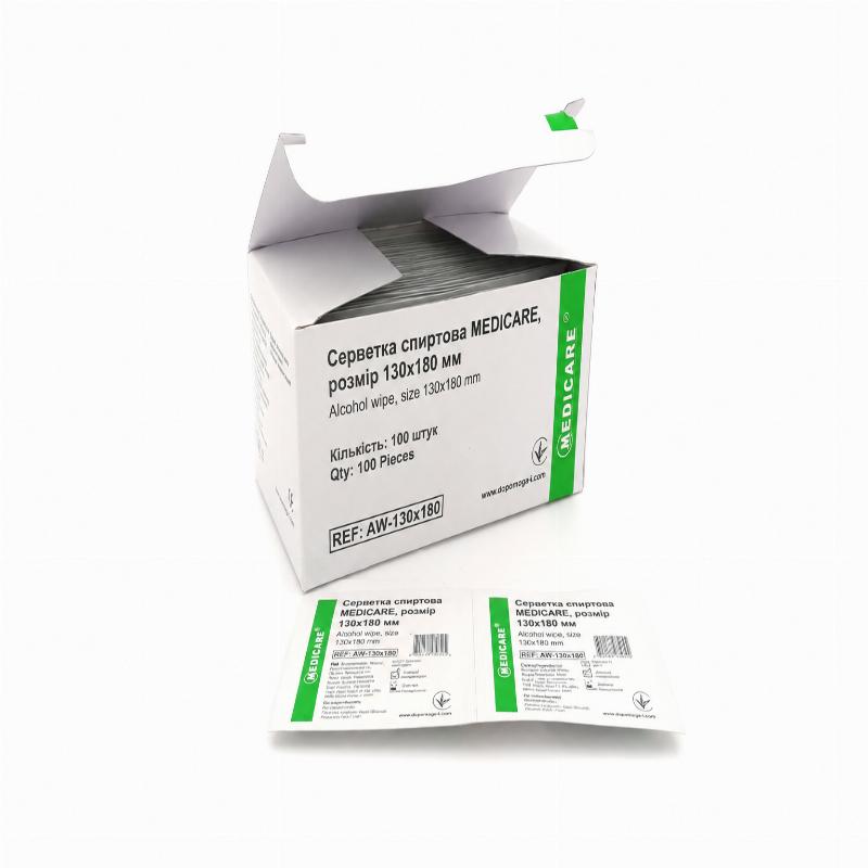 Серветка спиртова MEDICARE, розмір 130x180 мм